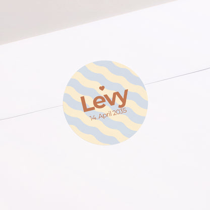 Sticker Geburt Rund Bunte Wellen Jungs foto N° 2