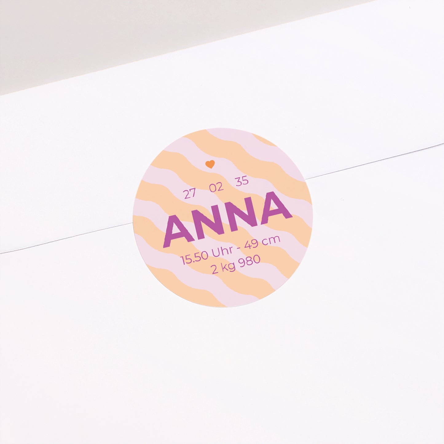 Sticker Geburt Rund Bunte Wellen Mädchen foto N° 2