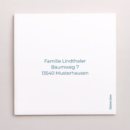 Dankeskarte Geburt Doppelflügelfensterhalbmond Bunte Streifen blau II foto N° 3