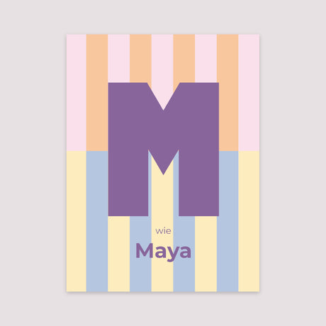Poster Geburt Porträt Bunte Streifen rosa II