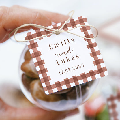 Geschenkbox Hochzeit Kugel mit quadratischem Etikett Liebliche Liebe foto N° 1