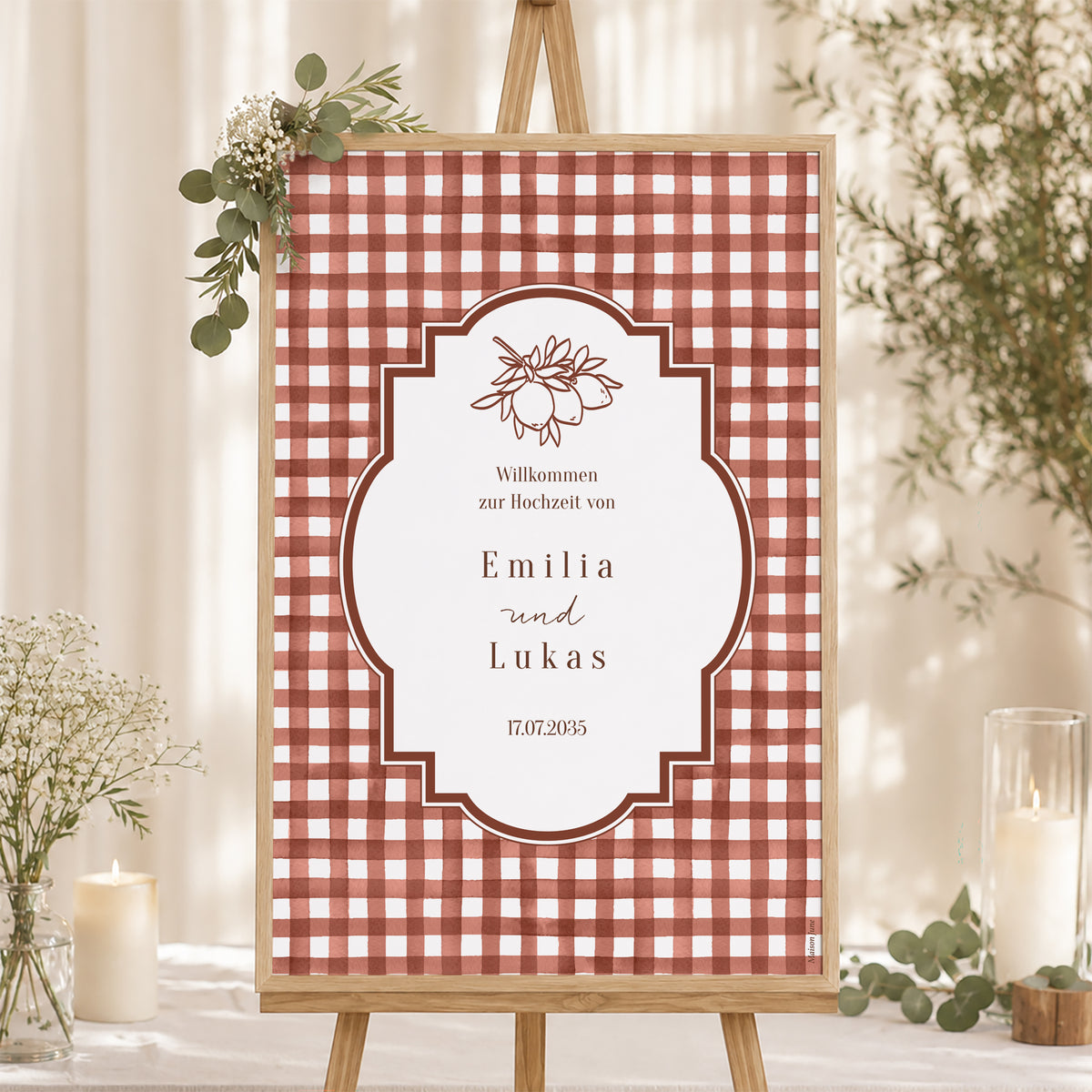 Begrüßungstafel Hochzeit Porträt 60 x 90 cm Liebliche Liebe foto N° 1