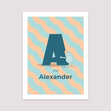 Poster Geburt Porträt Meine blaue Liebeserklärung II