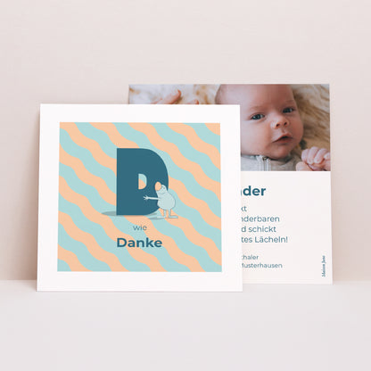 Dankeskarte Geburt Quadrat Meine blaue Liebeserklärung II foto N° 1