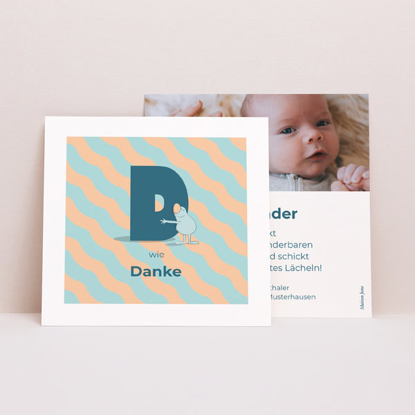 Dankeskarte Geburt Quadrat Meine blaue Liebeserklärung II foto