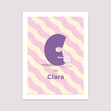 Poster Geburt Porträt Meine rosa Liebesinitiale II