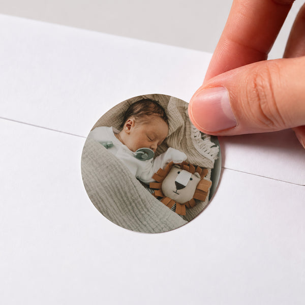 Sticker Geburt Rund Schatz in Bildern foto