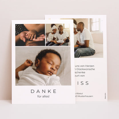 Dankeskarte Geburt Porträt Wertvolle Grüße foto N° 1