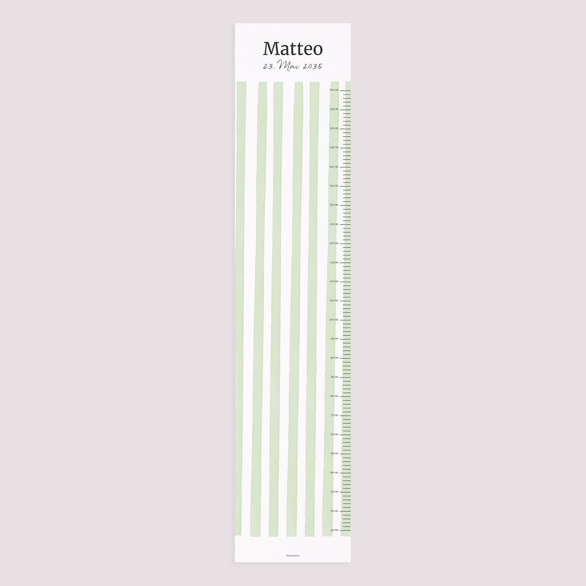 Kindermesslatte Geburt Papier Helle grüne Streifen foto N° 5