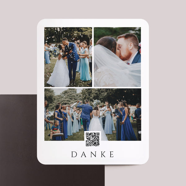 Dankeskarte Hochzeit Set von 8, magnetisch, rechteckig mit abgerundeten Ecken Glücksmomente foto