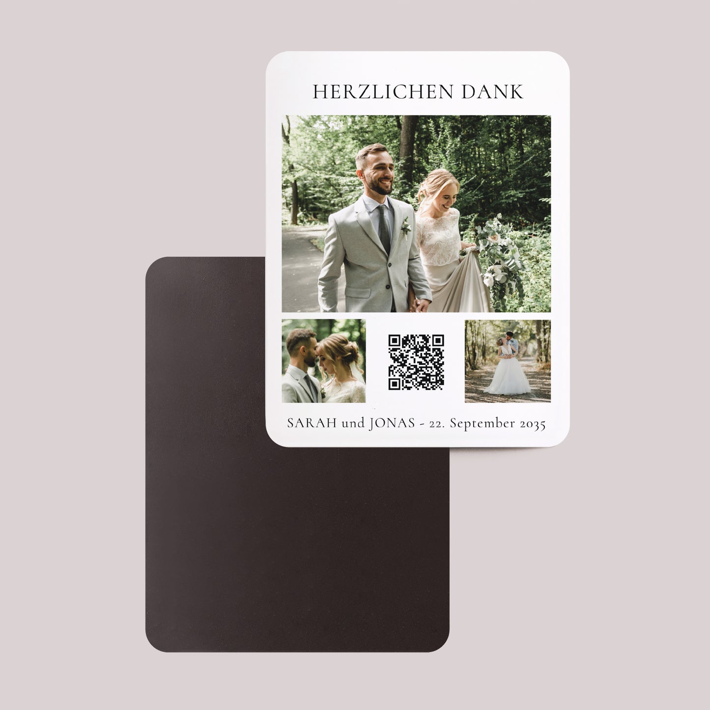 Dankeskarte Hochzeit Set von 8, magnetisch, rechteckig mit abgerundeten Ecken Tag der Verheißung foto N° 2