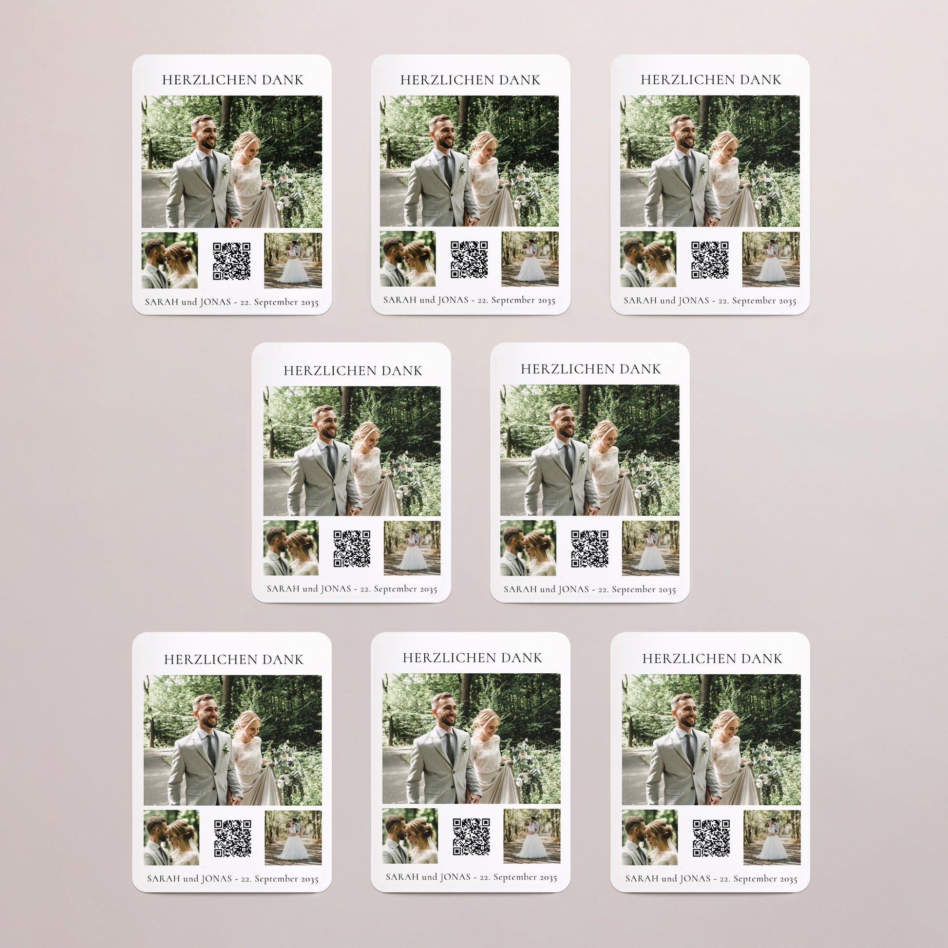 Dankeskarte Hochzeit Set von 8, magnetisch, rechteckig mit abgerundeten Ecken Tag der Verheißung foto N° 3
