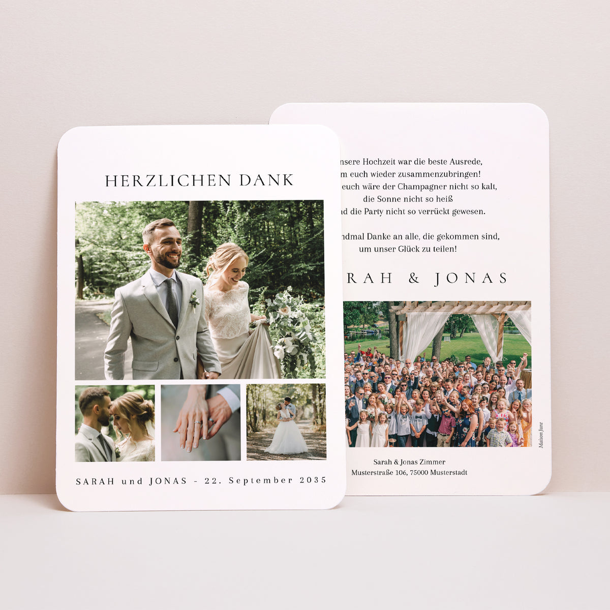 Dankeskarte Hochzeit Porträt, abgerundete Kanten Tag der Verheißung foto