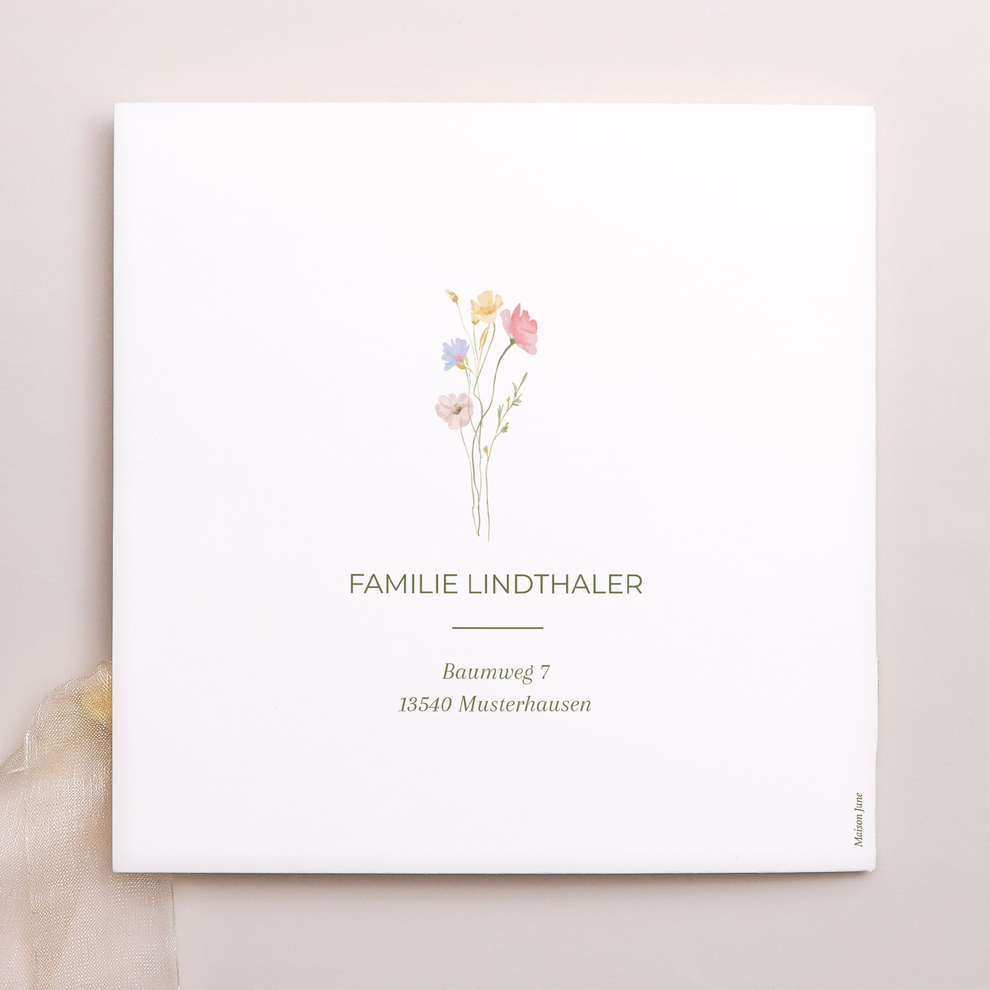 Geburtskarten Quadratische Hülle, 3 Karten, Etikett Kleine Liebesblume foto N° 4