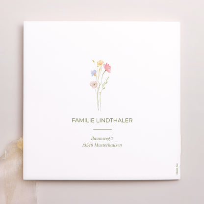 Geburtskarten Quadratische Hülle, 3 Karten, Etikett Kleine Liebesblume foto N° 4