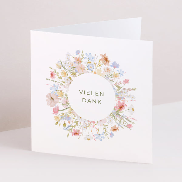Dankeskarte Geburt Doppelflügelfenster Kleine Liebesblume foto