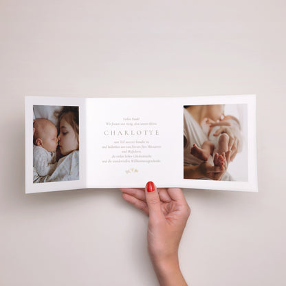 Dankeskarte Geburt Asymmetrisches Triptychon Erste Schlupf foto N° 2