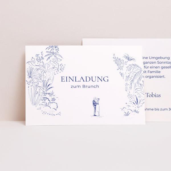 Einladungskarte Hochzeit Landschaft Liebeslichtung foto