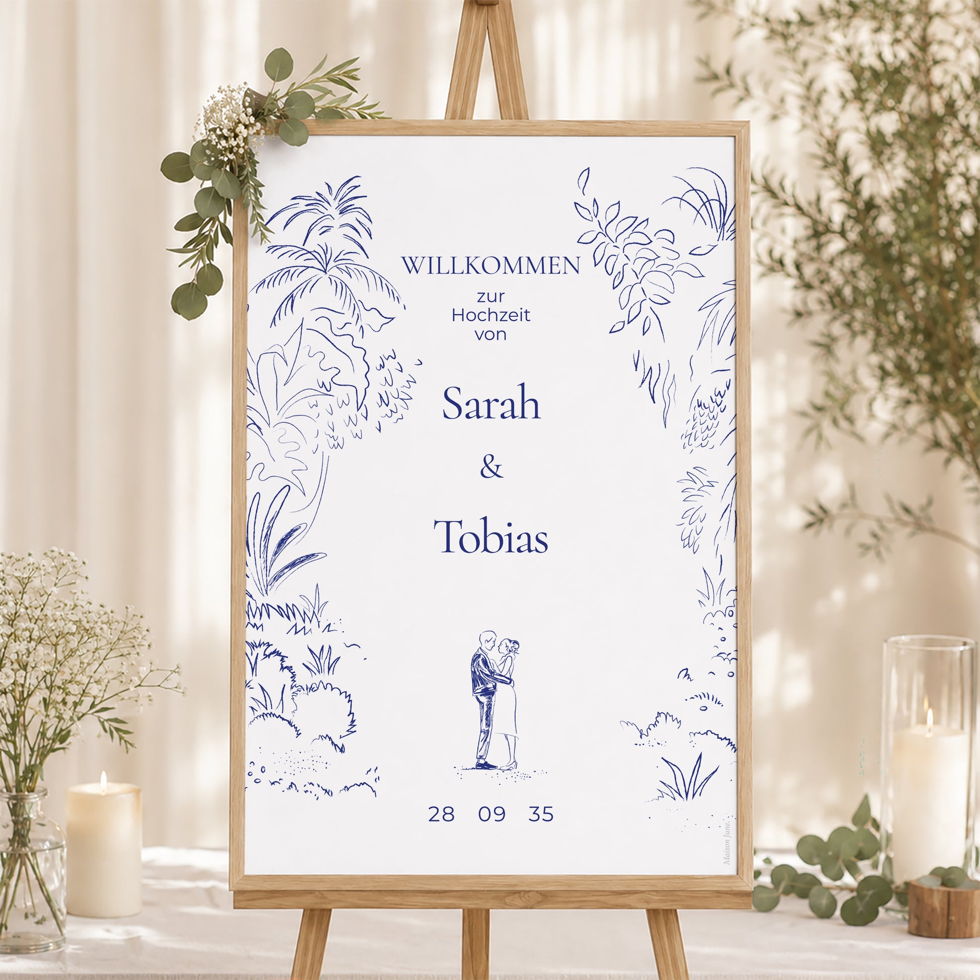 Begrüßungstafel Hochzeit Porträt 60 x 90 cm Liebeslichtung foto N° 1