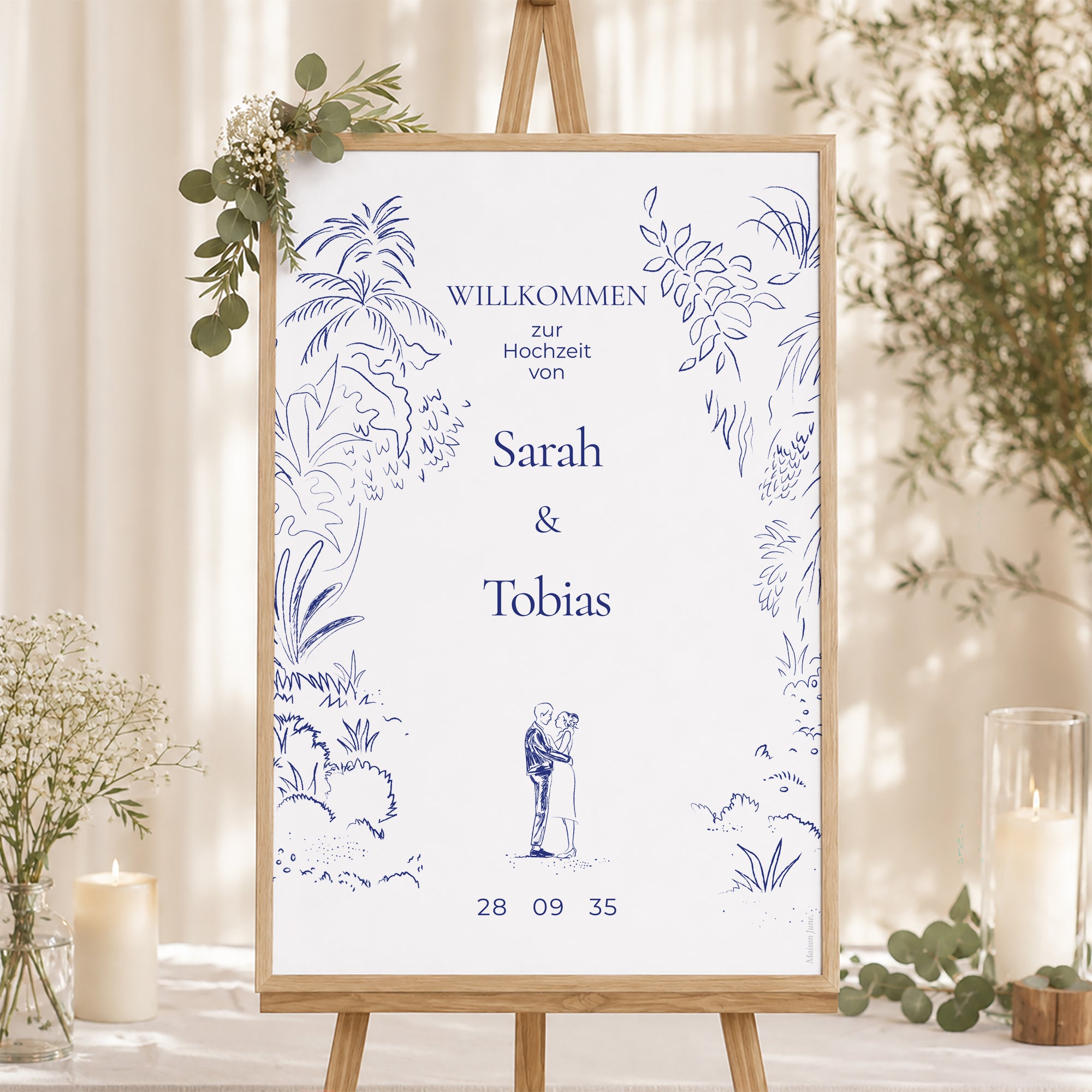 Begrüßungstafel Hochzeit Porträt 60 x 90 cm Liebeslichtung foto N° 1