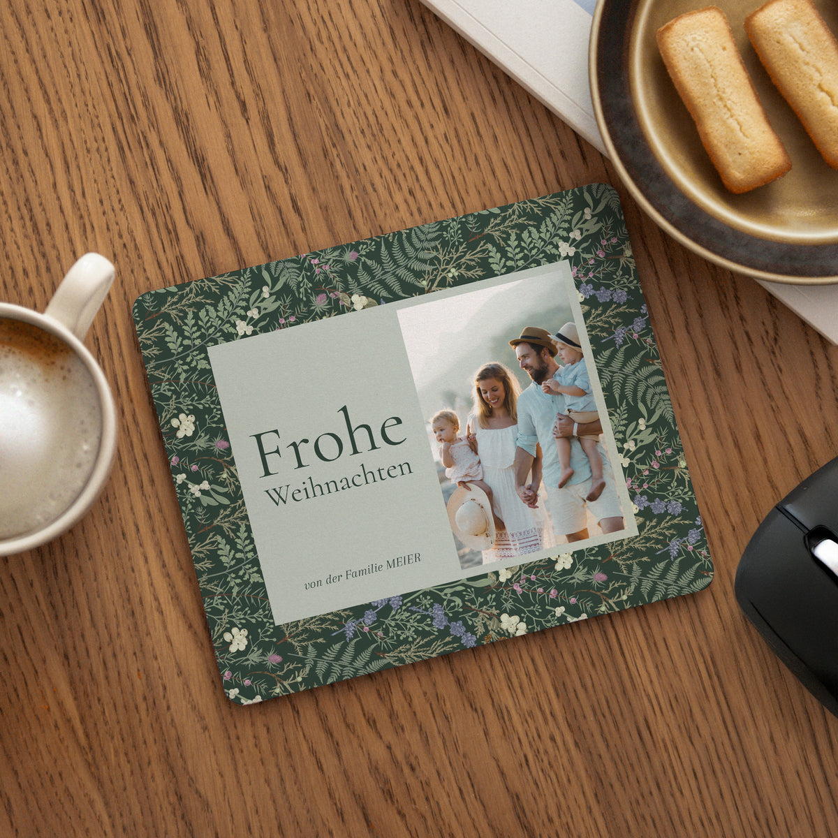 Mousepad Weihnachten Rechteck Winterlaub foto N° 1