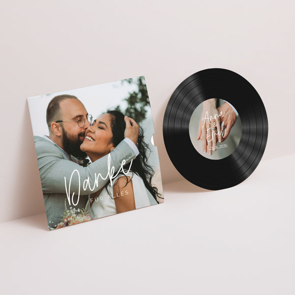 Dankeskarte Hochzeit Schallplattenhülle Unsere schönsten Momente foto