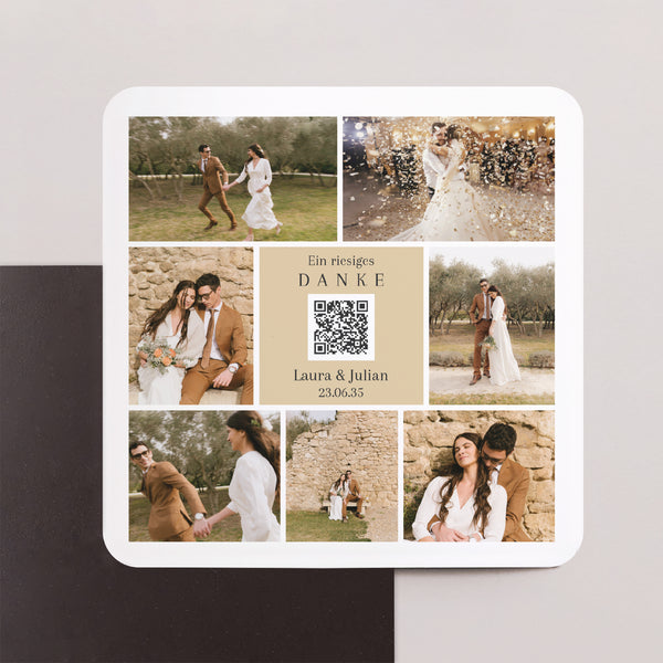 Dankeskarte Hochzeit Set von 8, magnetisch, quadratisch mit abgerundeten Ecken Erinnerung gefangen foto