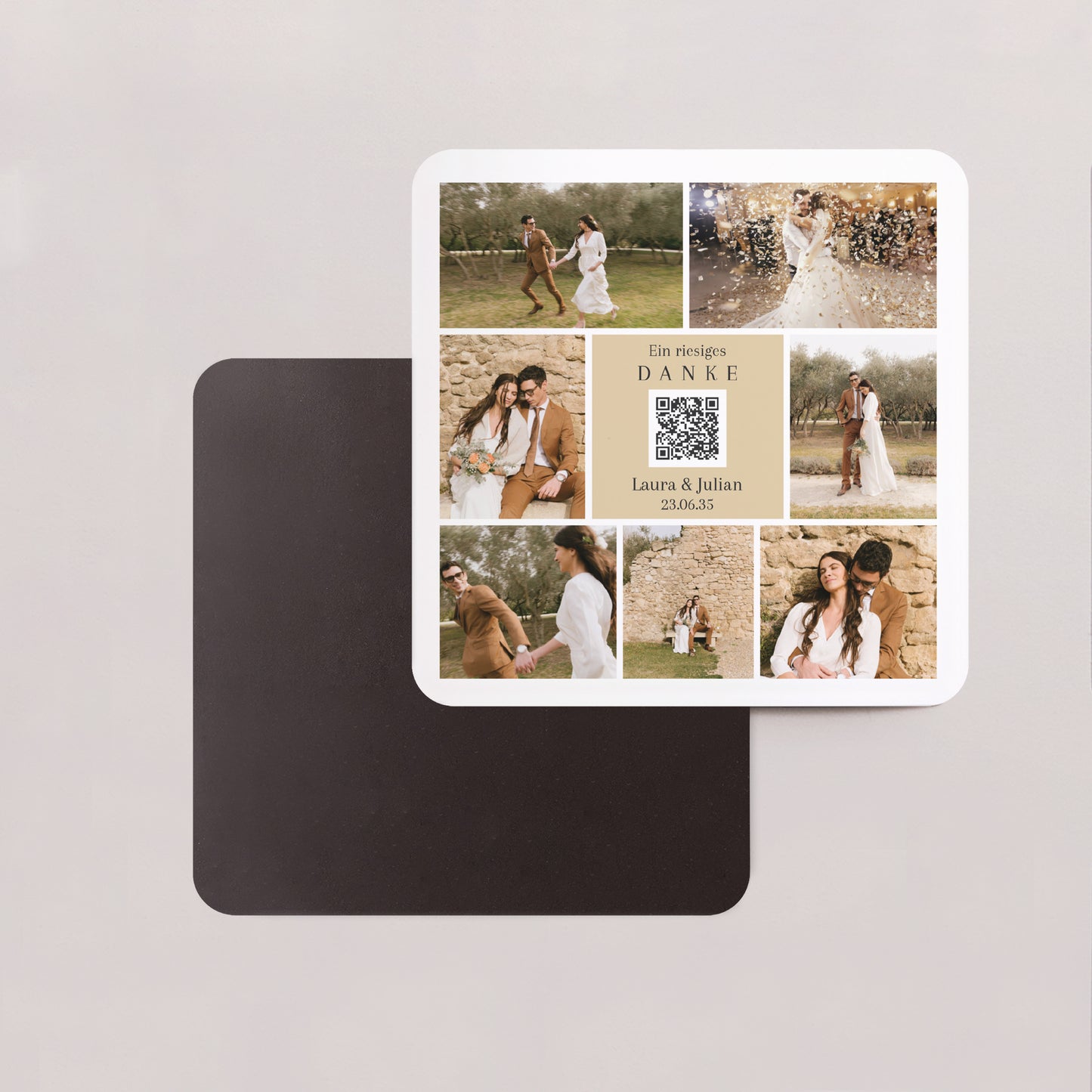 Dankeskarte Hochzeit Set von 8, magnetisch, quadratisch mit abgerundeten Ecken Erinnerung gefangen foto N° 2