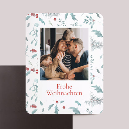 Weihnachtskarte Weihnachten Set von 8, magnetisch, rechteckig mit abgerundeten Ecken Eichenblätter foto N° 1
