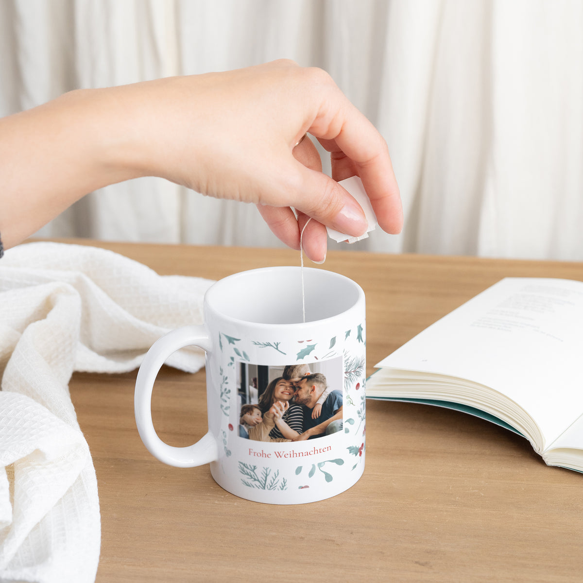 Tasse Weihnachten Weiß Eichenblätter foto N° 3