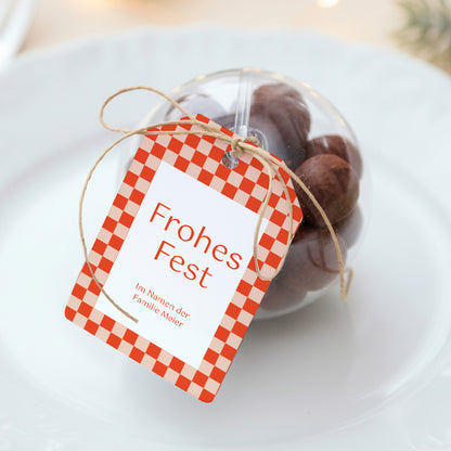 Geschenkbox Weihnachten Ball mit Wimpel-Etikett Weihnachtszauber foto N° 1
