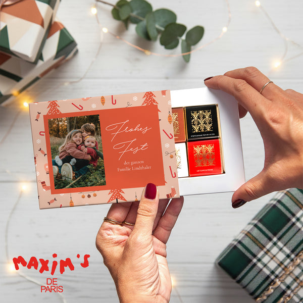 Personalisierte Schokoladenbox Weihnachten 6 Schokoladen Wertvolle Momente foto