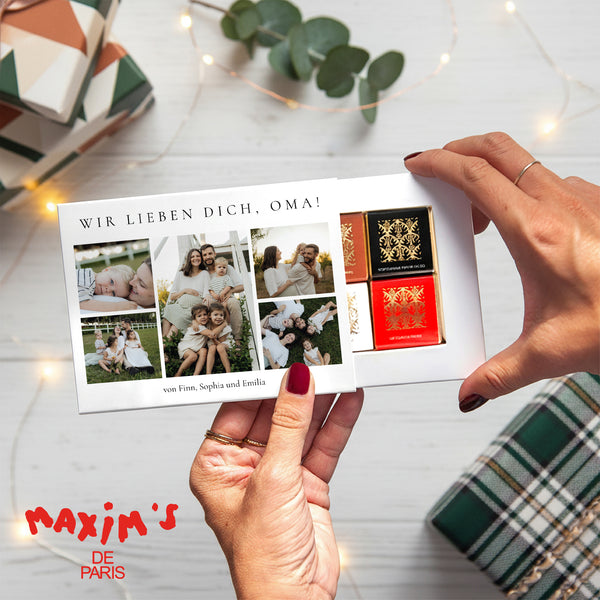 Personalisierte Schokoladenbox Weihnachten 6 Schokoladen Weihnachten in Fotos foto