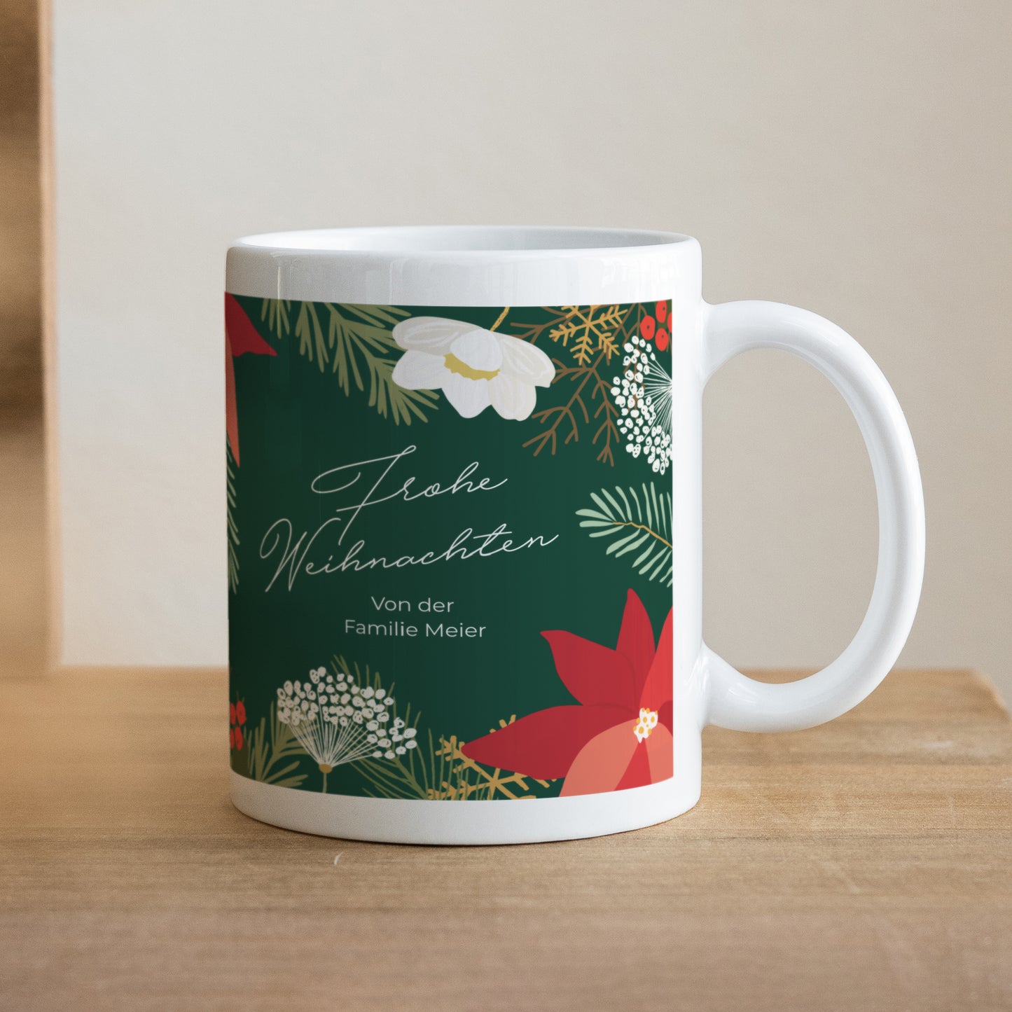 Tasse Weihnachten Weiß Weihnachtskranz foto N° 1