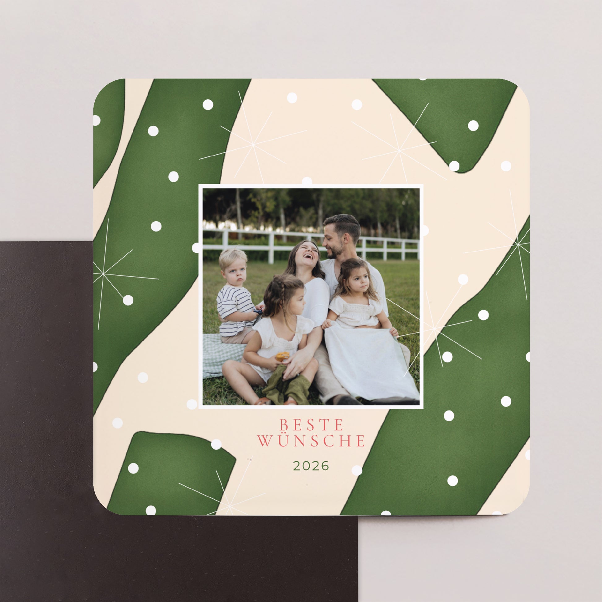Weihnachtskarte Weihnachten Set von 8, magnetisch, quadratisch mit abgerundeten Ecken Smaragdschnee foto N° 1