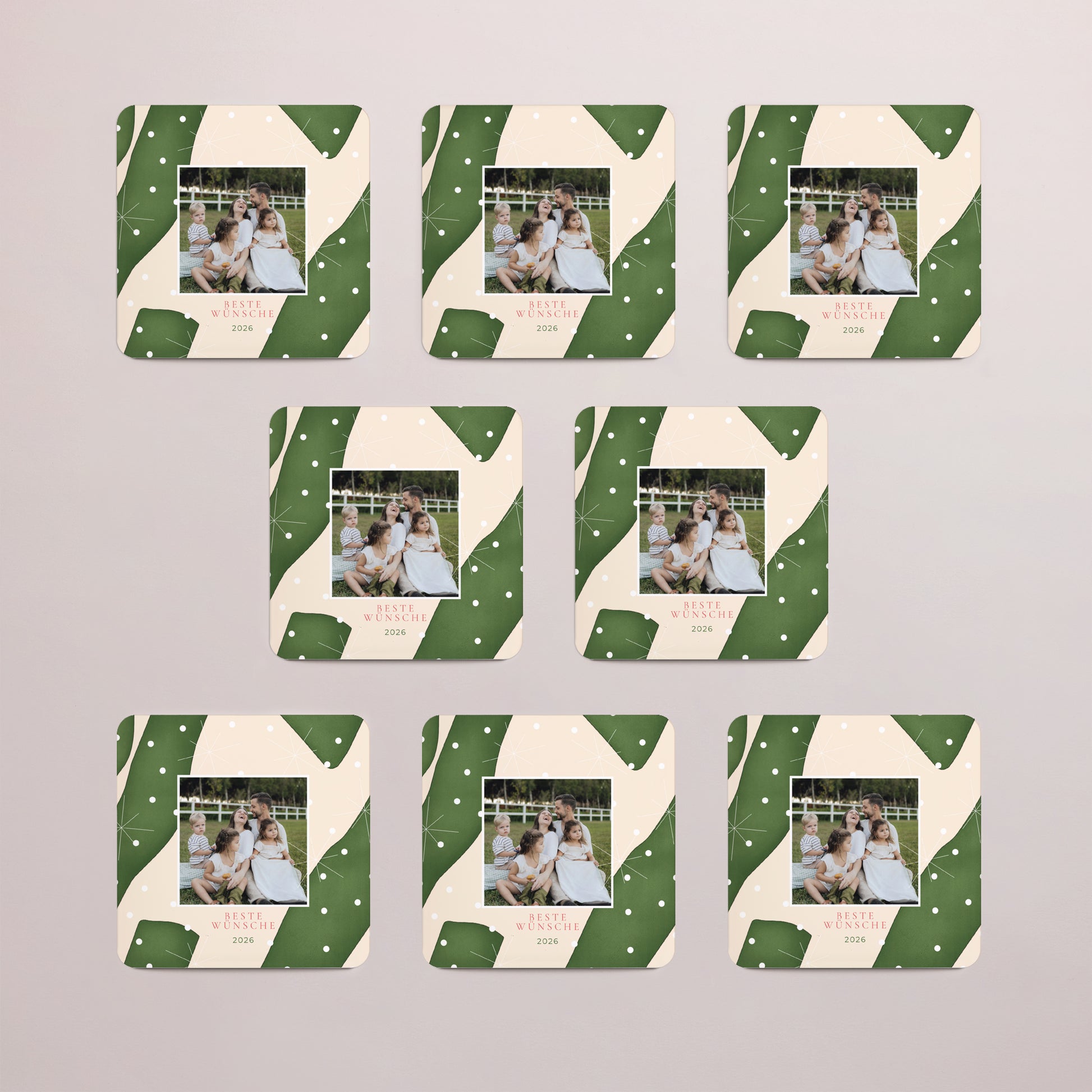 Weihnachtskarte Weihnachten Set von 8, magnetisch, quadratisch mit abgerundeten Ecken Smaragdschnee foto N° 3