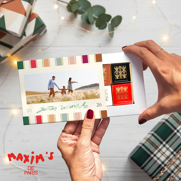 Personalisierte Schokoladenbox Weihnachten 6 Schokoladen Weihnachtsbänder foto