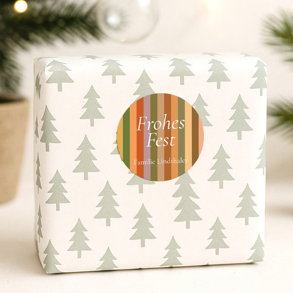 Sticker Weihnachten Rund Saisonale Streifen foto