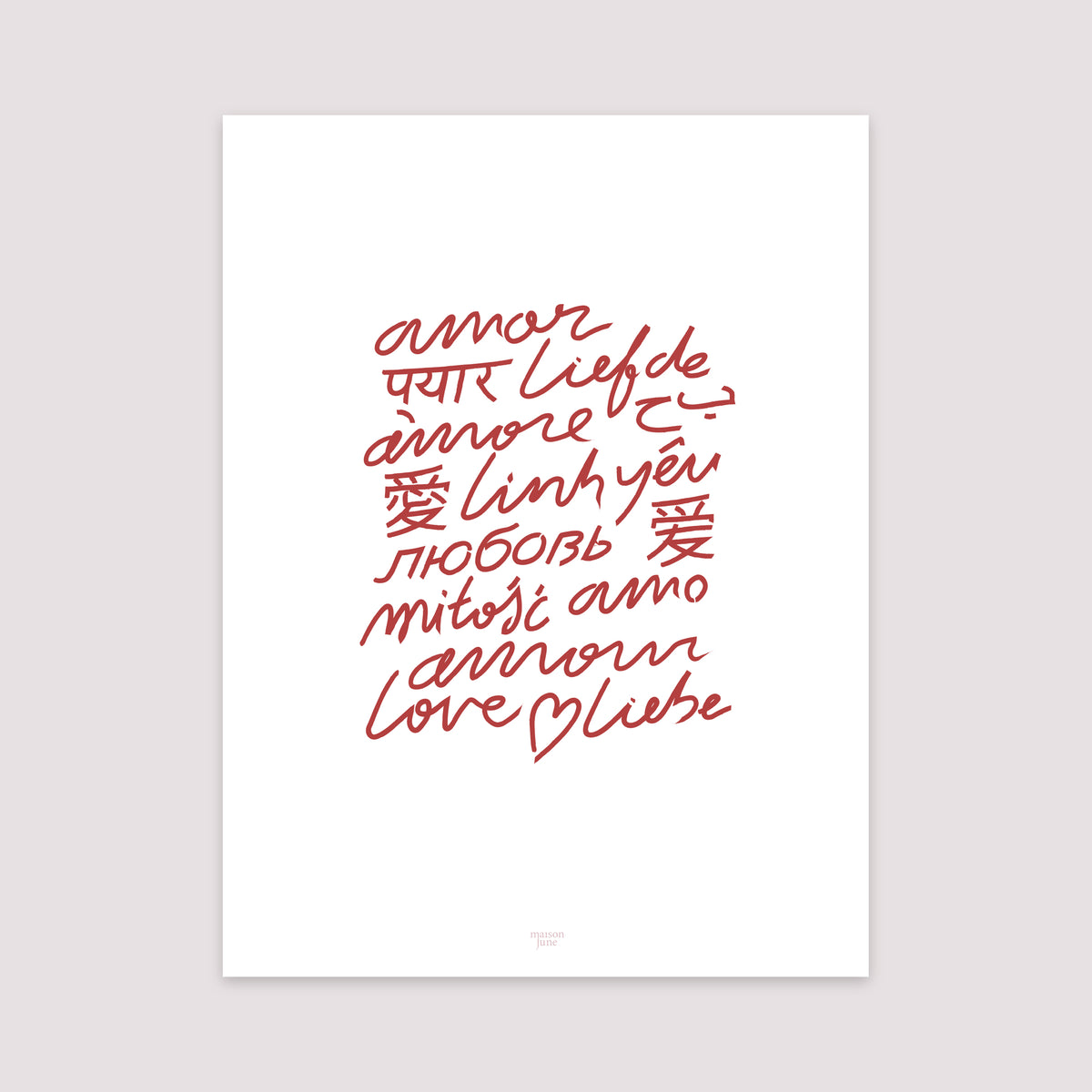 Poster Objekte Porträt Mehrsprachige Liebe foto N° 2
