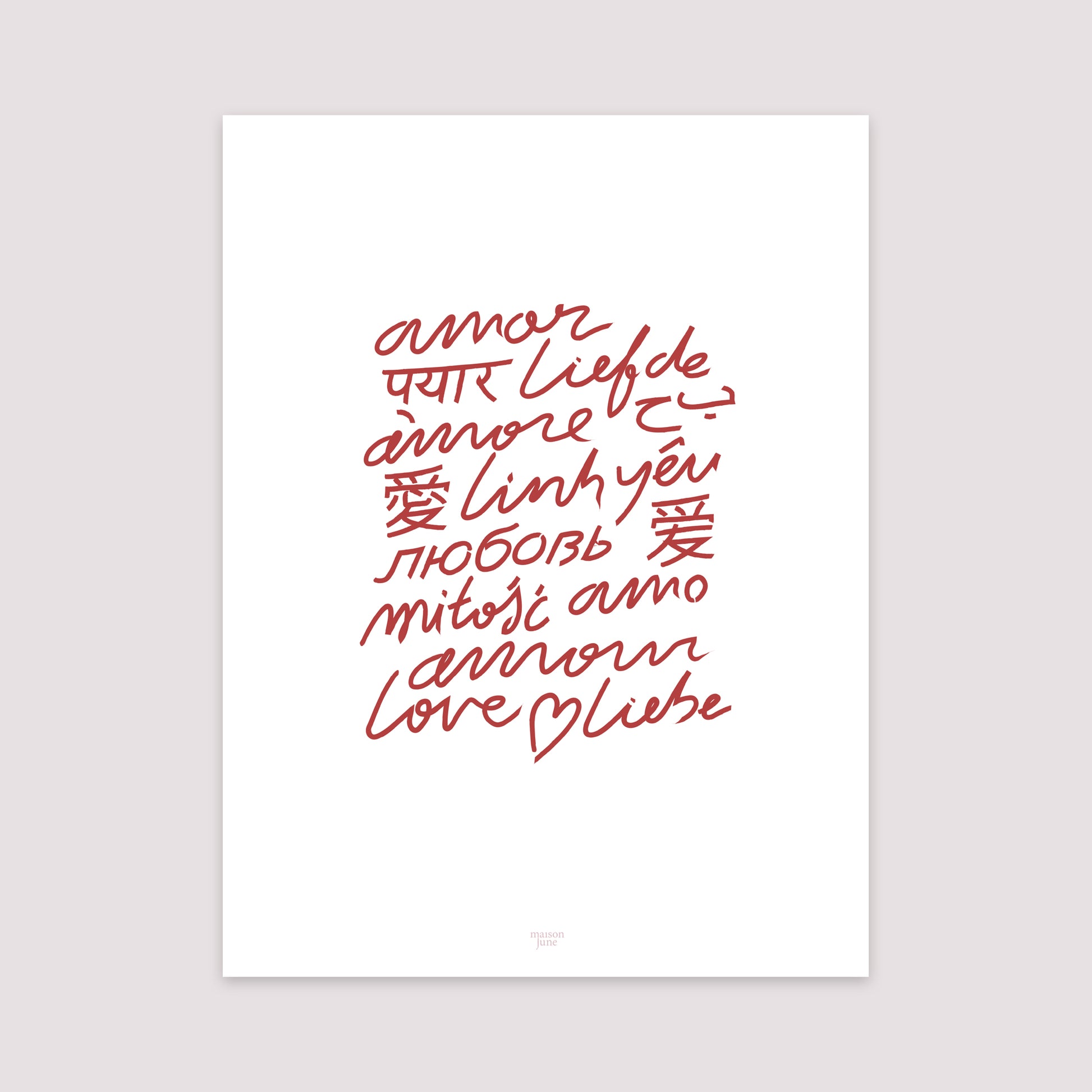 Poster Objekte Porträt Mehrsprachige Liebe foto N° 2