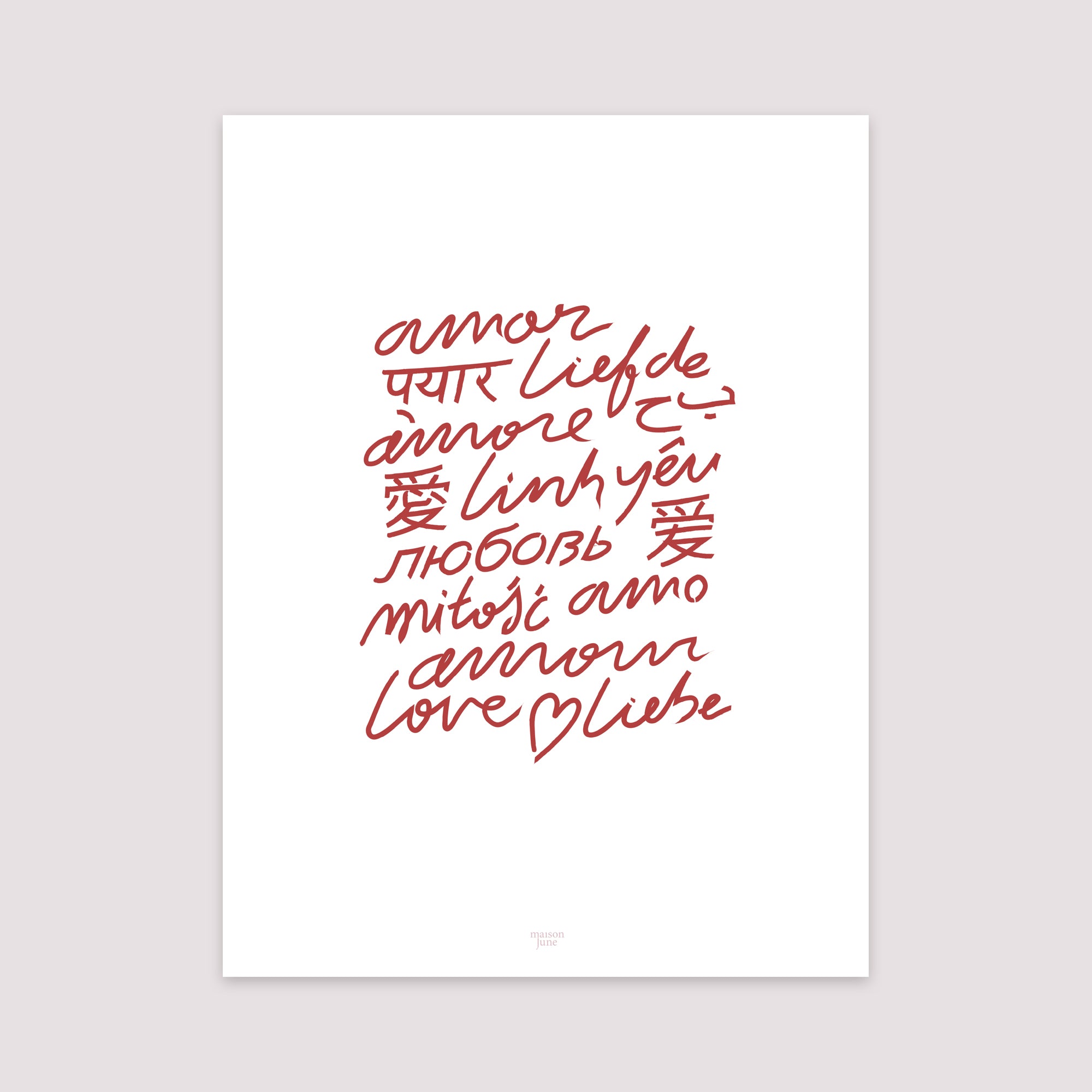 Poster Objekte Porträt Mehrsprachige Liebe foto N° 2