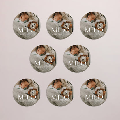 Geburtskarten Set von 8, magnetisch, rund, Ø 10 cm Erinnerungen an Süße foto N° 3