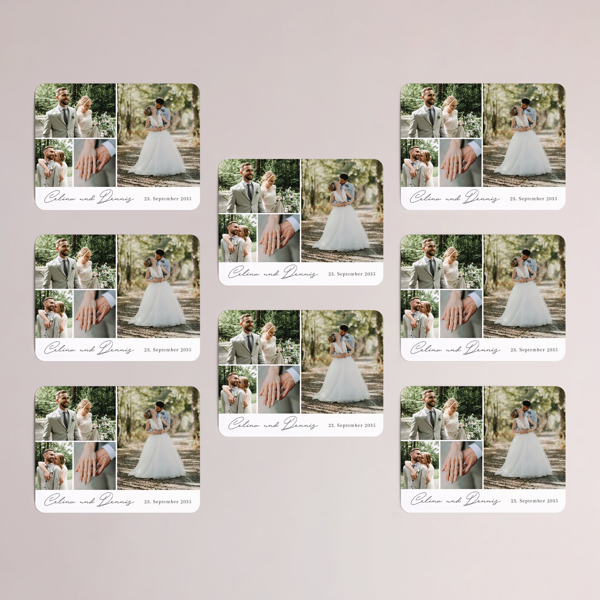 Dankeskarte Hochzeit Set von 8, magnetisch, Landschaft, rechteckige abgerundete Ecken Unsere Wünsche in Bildern foto N° 3