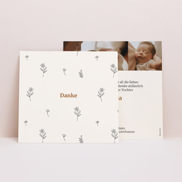 Dankeskarte Geburt Quadrat Blume von uns foto