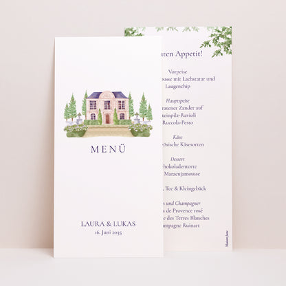 Menükarte Hochzeit Panoramatisches Porträt Das Reich unserer Herzen foto N° 1