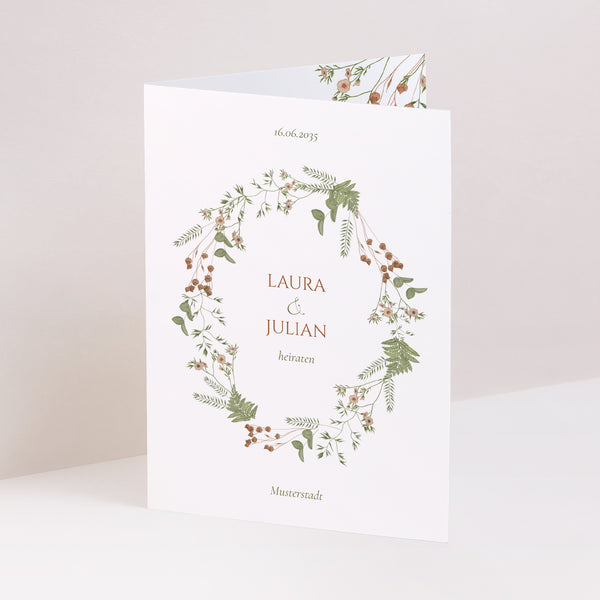 Hochzeitseinladung Doppelflügelporträt Herbstfarben foto