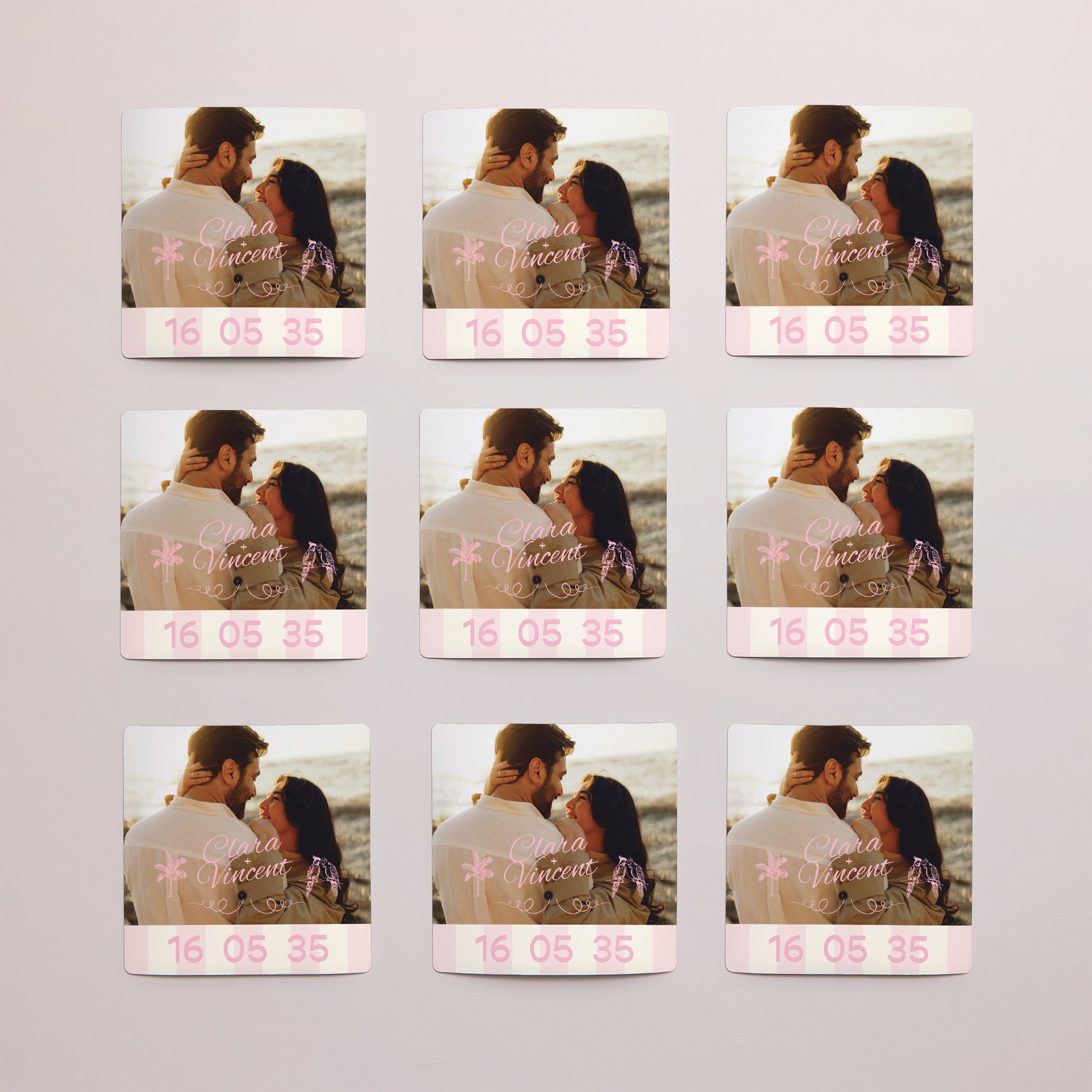 Save the date Karte Hochzeit Satz von 9, magnetisch. Liebesvögel foto N° 3