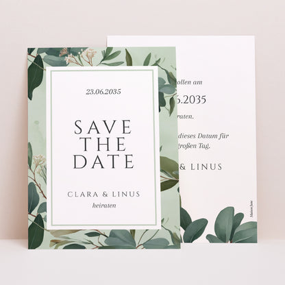 Save the date Karte Hochzeit Porträt Liebesrand foto N° 1