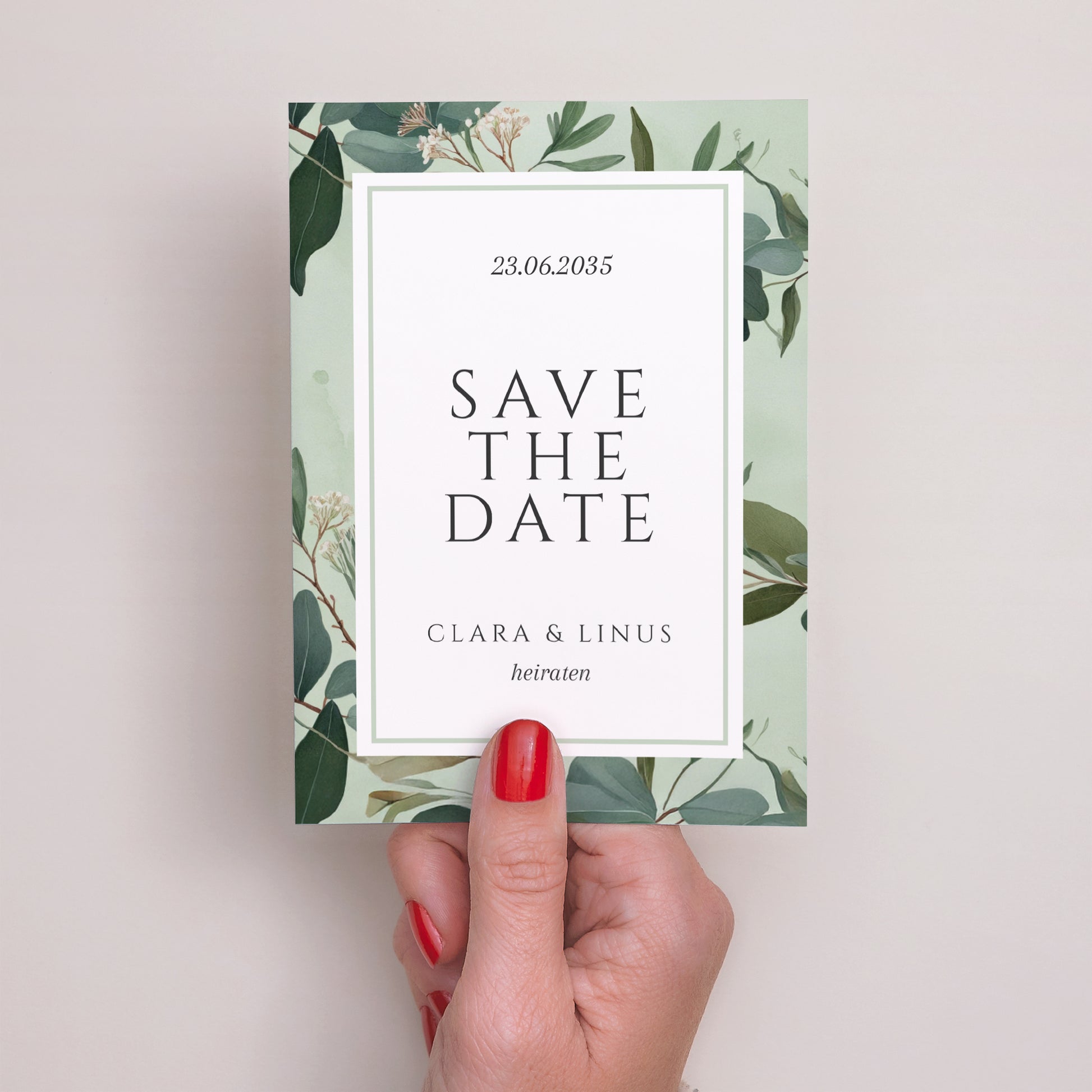 Save the date Karte Hochzeit Porträt Liebesrand foto N° 2