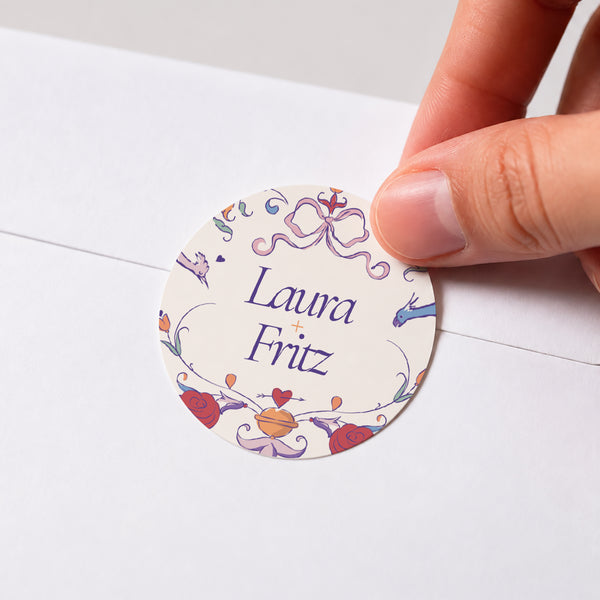 Sticker Hochzeit Rund Liebesdekorum foto